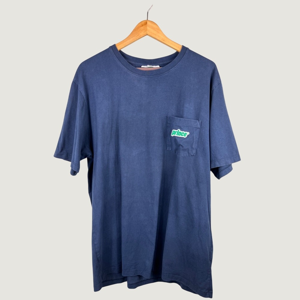 Zara T-Shirt XL Navy Blue Prince Collaboration Pocket Tee Short Sleeve Sporty